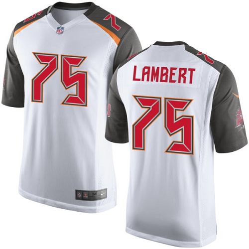 Men's Limited Davonte Lambert Nike Jersey White Road - #75 NFL Tampa Bay Buccaneers